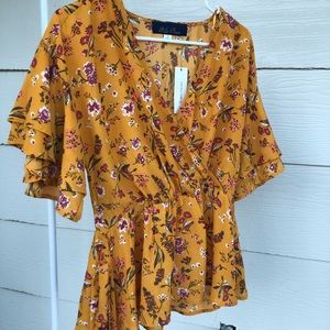 Yellow Floral flow top